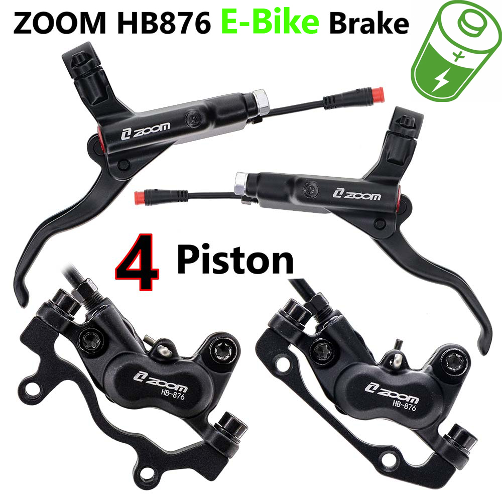 Zoom Hydraulic Brake 4 Piston E-Scooter - ZOOM HB-876E E-Bike 4 ピストン油圧ディスクブレーキセット電動スクーター折りたたみ Mtb